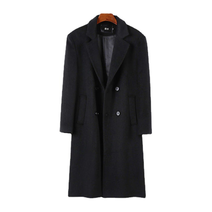 Herren Eleganter Wollmix-Longcoat mit Doppelreihe und fallendem Revers Drune