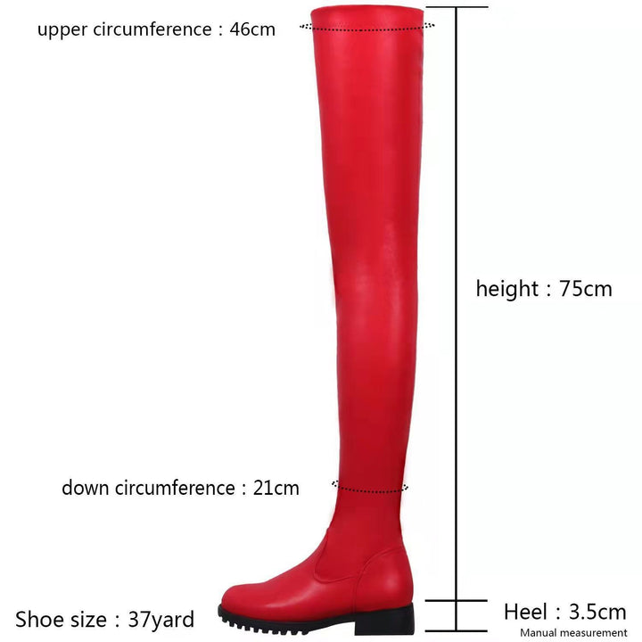 Damen Overknee-Stiefel aus Stretch-Kunstleder mit seitlichem Reißverschluss und robuster Profilsohle Drune