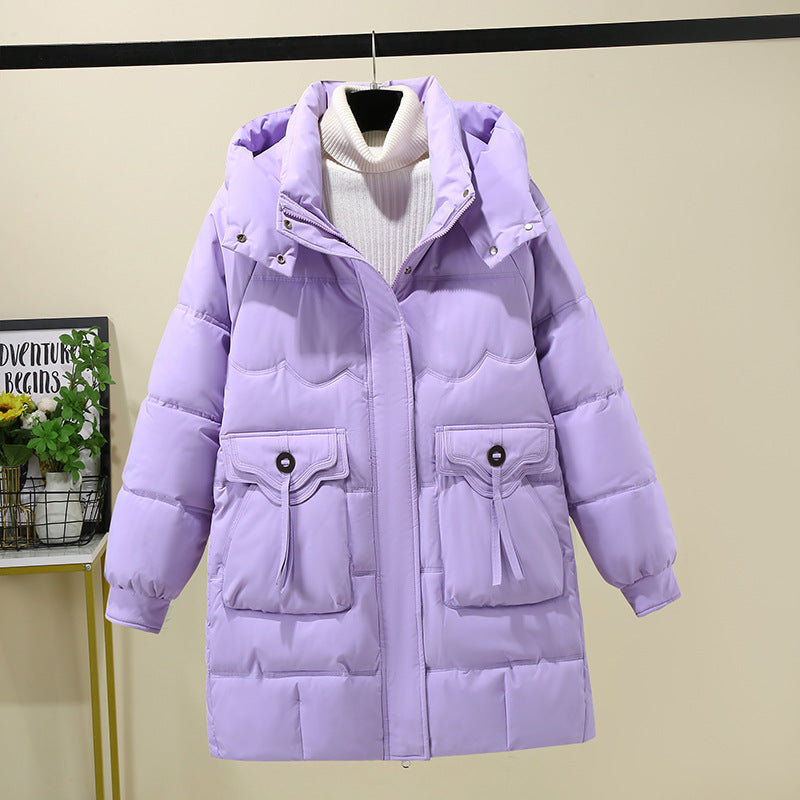 Damen Lange Pufferjacke mit praktischem Kapuzenkragen und großen Taschen Drune