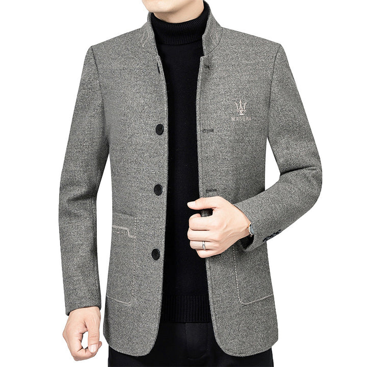 Herren Kurzmantel-Blazer mit Stehkragen und dekorativen Ziernähten Drune
