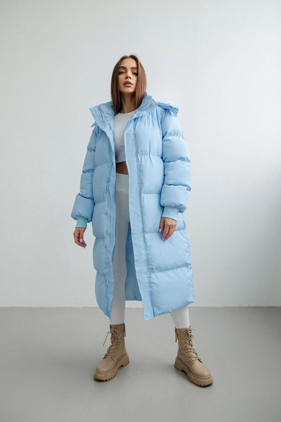 Drune | Lange Warme Damen Pufferjacke mit Kapuze