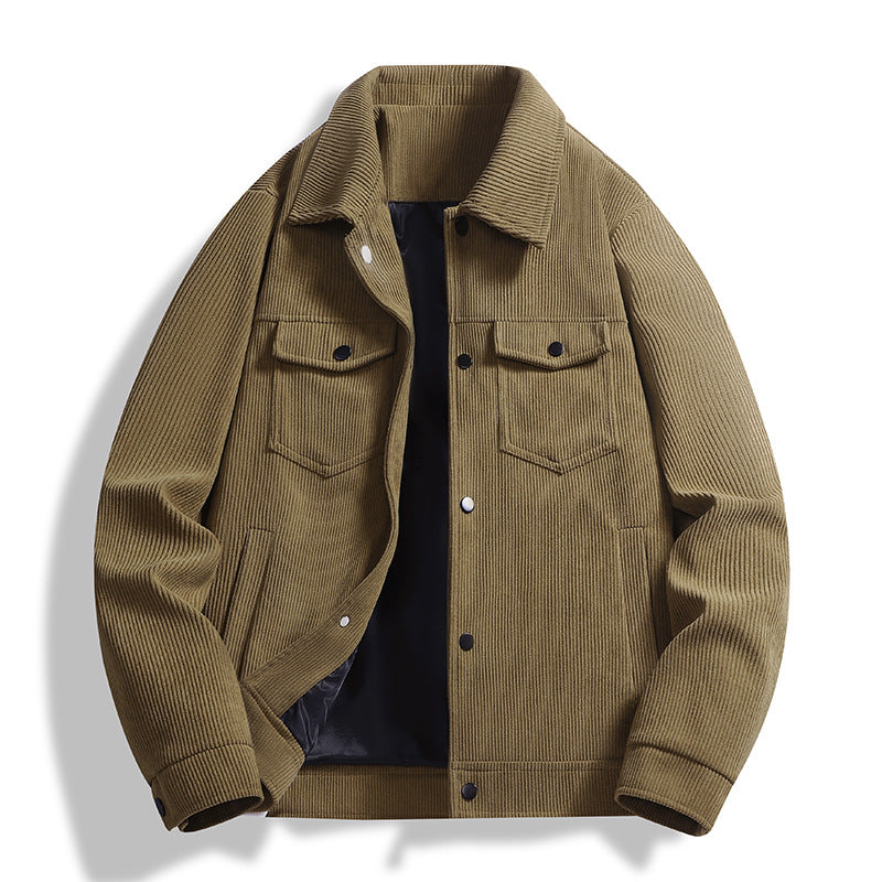 Herren Strukturierte Overshirt-Jacke mit wattierter Innenfütterung und Druckknopfblende Drune