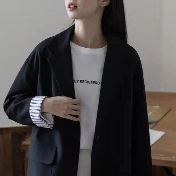 Damen lässiger Longline-Blazer mit klassischen Revers Drune