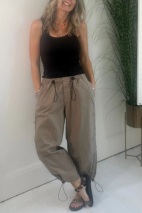 Damen lässige Bundfaltenhose aus atmungsaktivem Material Drune