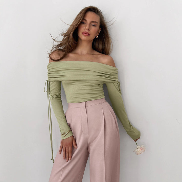 Damen Off-Shoulder Oberteil mit eleganter Raffung Drune