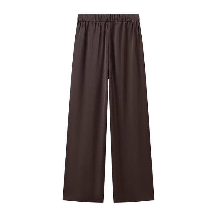 Damen Weite Palazzo-Hose mit Elastikbund und fließender Satinoptik Drune