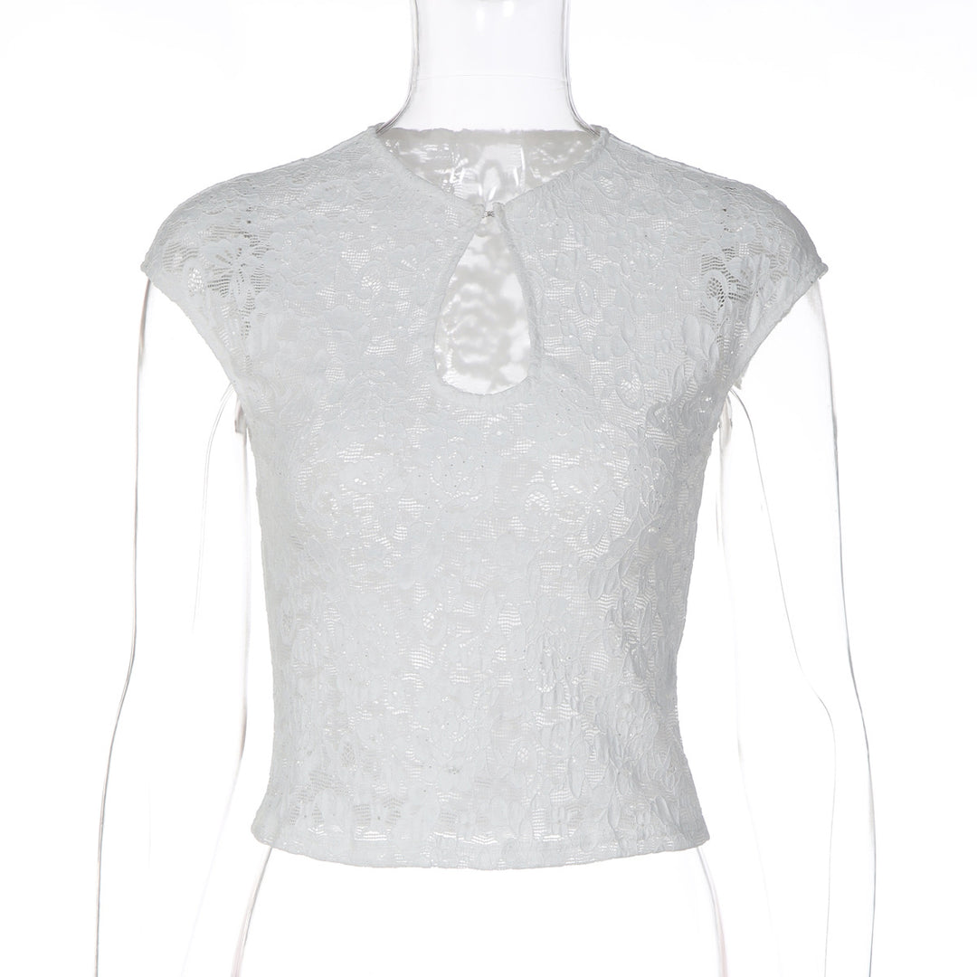 Damen Spitzentop mit modischem Schlitz Drune
