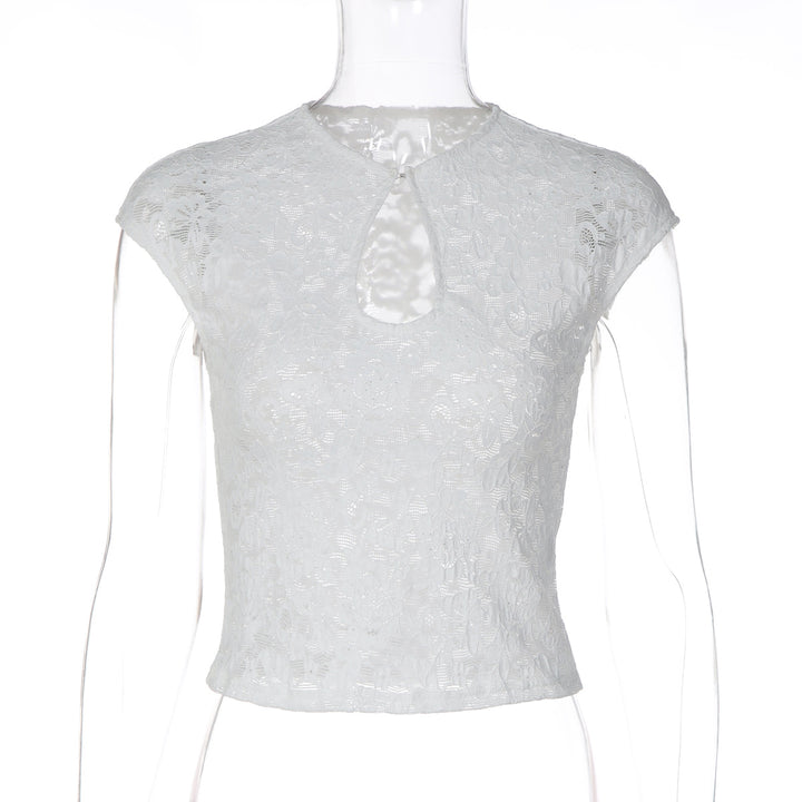 Damen Spitzentop mit modischem Schlitz Drune