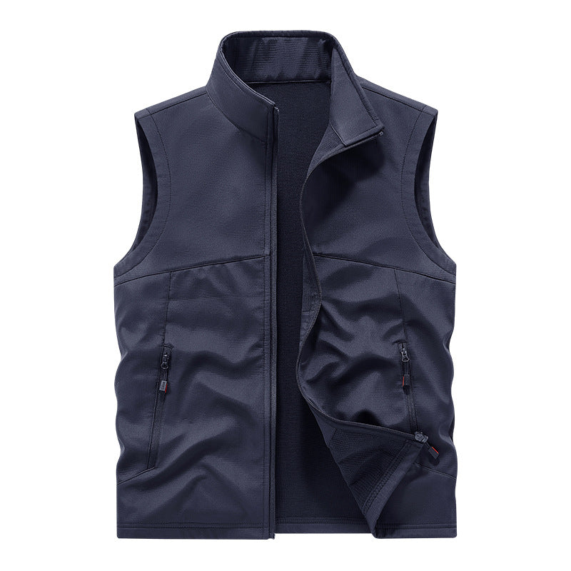 Herren atmungsaktive Softshell-Outdoorweste mit hochschließendem Stehkragen und fleecegefütterter Innenseite Drune