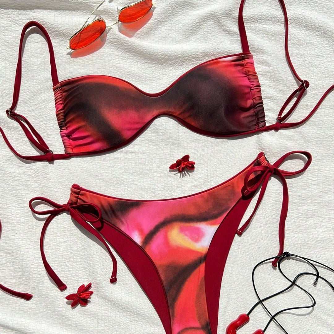 Damen Push-Up Bikini mit raffiniertem Animal-Print und verstellbaren Trägern Drune