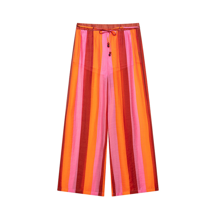 Damen 20+ weite Culotte‑Hose mit Tunnelzugbund und längs gestreifter Leinenoptik Drune