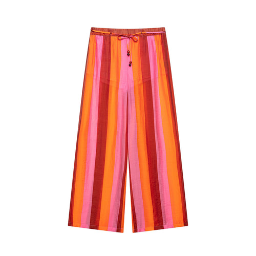 Damen 20+ weite Culotte‑Hose mit Tunnelzugbund und längs gestreifter Leinenoptik Drune