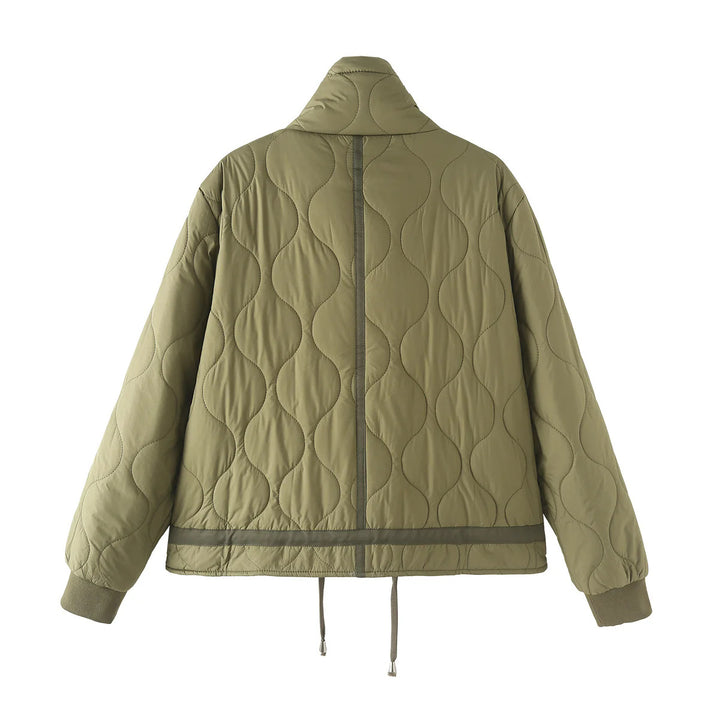 Damen nan gesteppte Kurzjacke mit hohem Stehkragen, großen Pattentaschen und Kordelzugsaum Drune