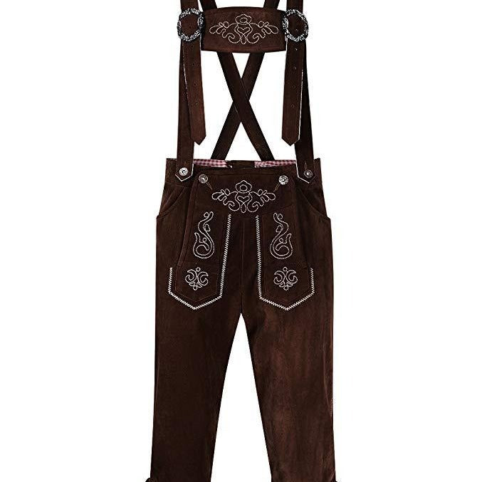 Damen  traditionelle Trachten Latzhose mit bestickten Taschen und verstellbaren Trägern Drune