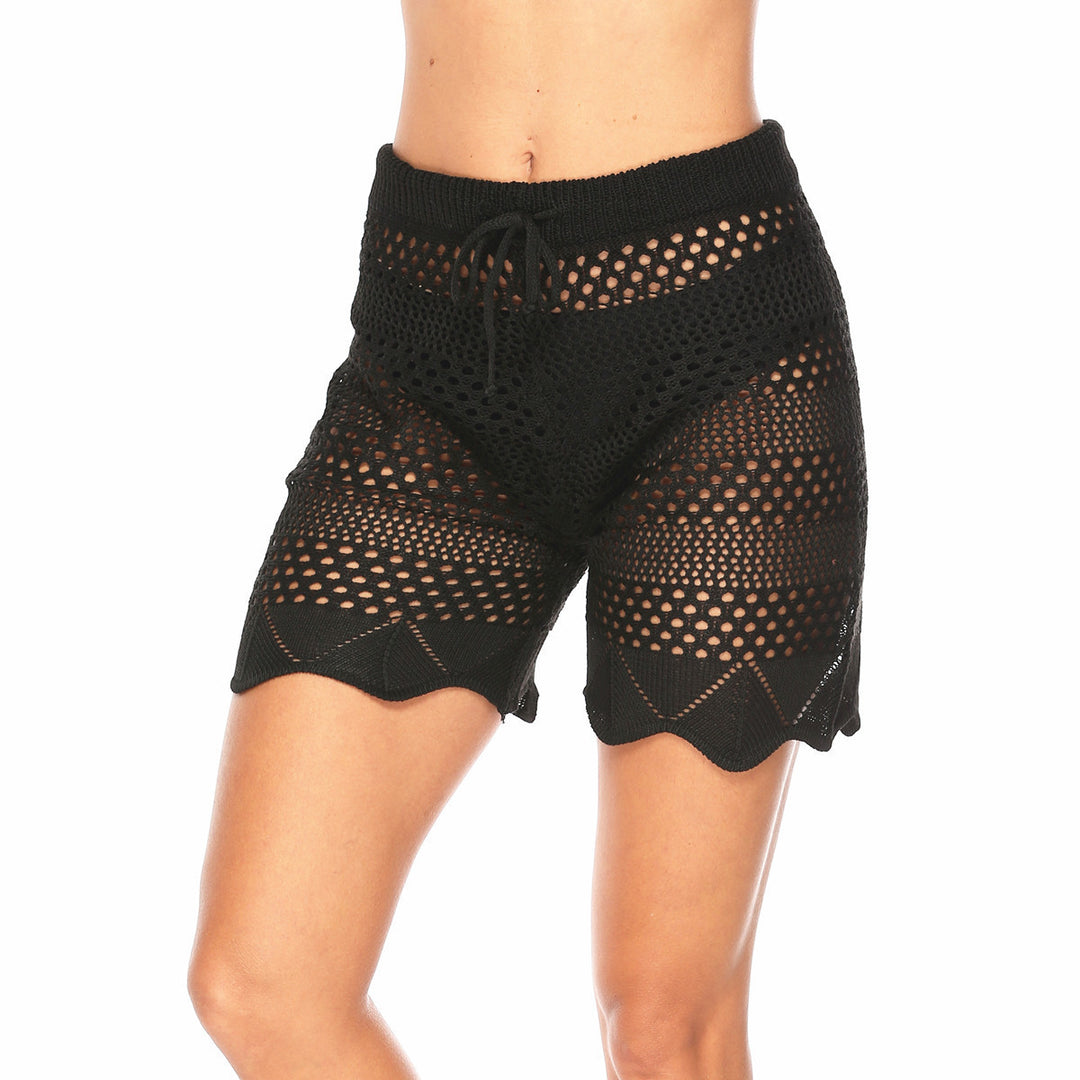 Damen Häkel-Schwimmshorts mit elastischem Bund und elegantem Wellenmuster Drune