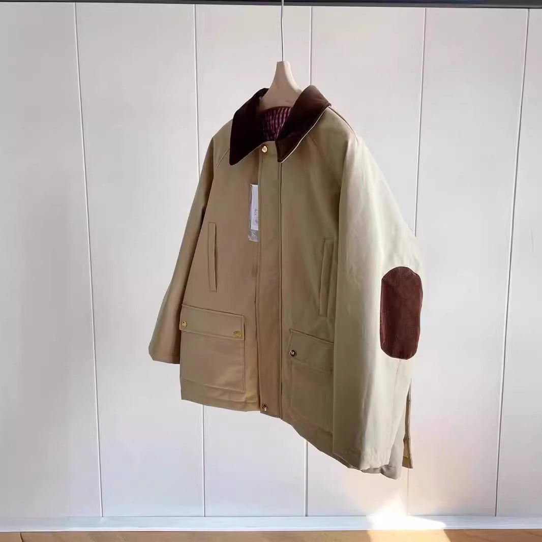 Damen Stylische Übergangsjacke mit kontrastierenden Ellbogenpatches Drune