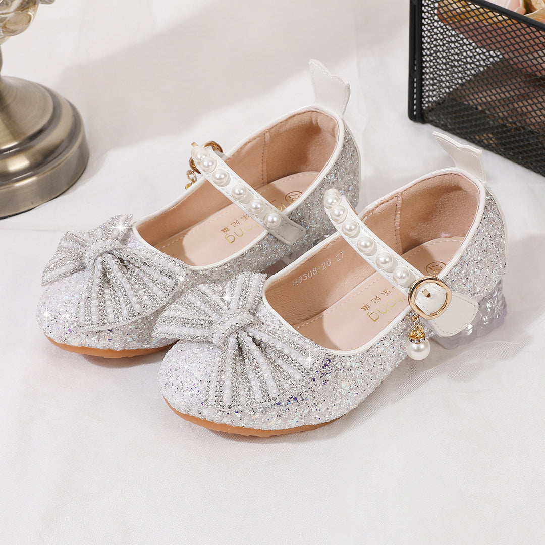 Damen Glitzernde Ballerinas mit Perlenverschluss Drune