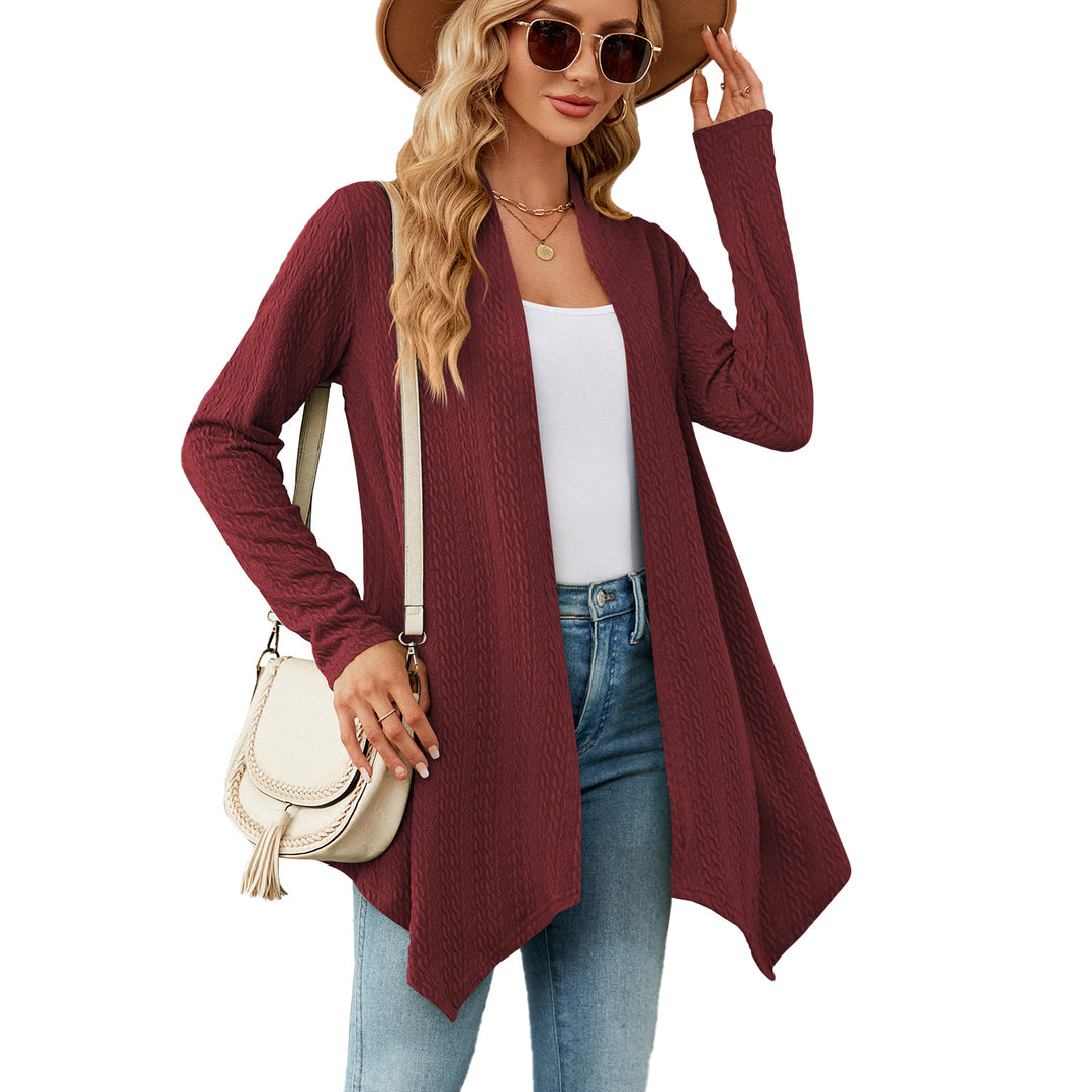 Damen Strickjacke mit strukturiertem Waffelmuster und offener Front Drune