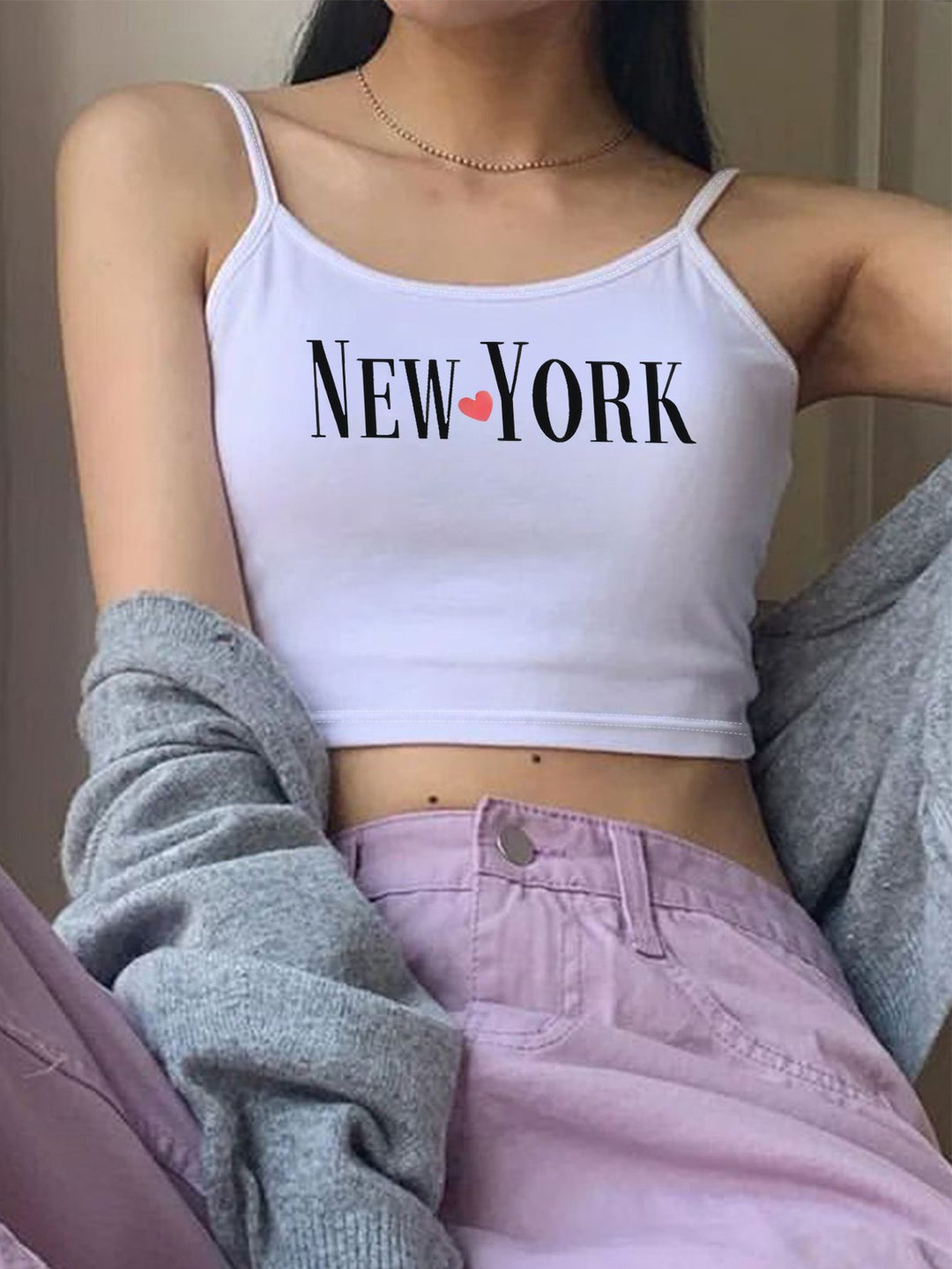 Damen Crop-Top mit trendigem Schriftzug Drune