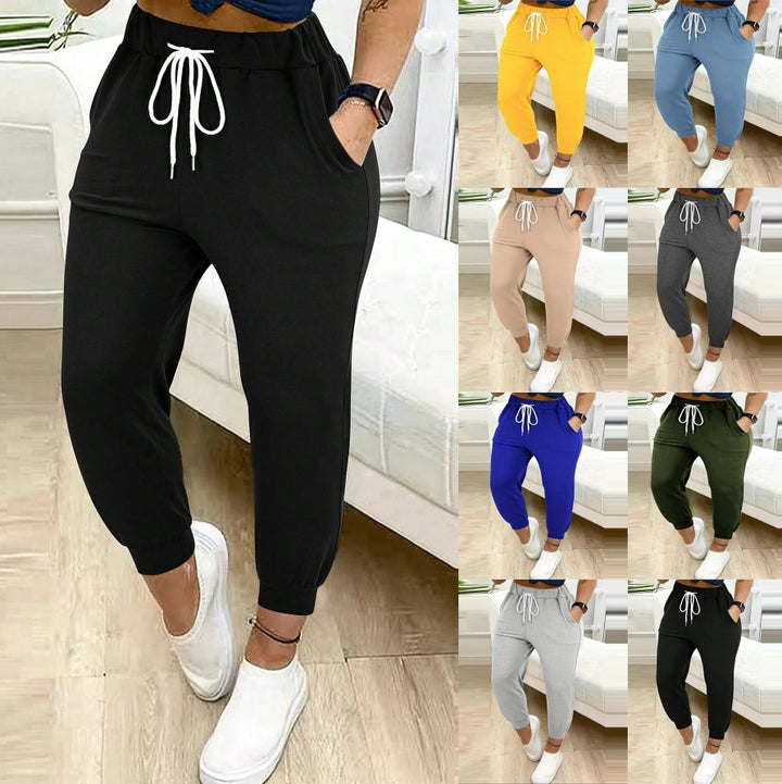 Damen Lässige Jogginghose mit Kordelzug, elastischem Komfortbund und schmalem Bündchen Drune