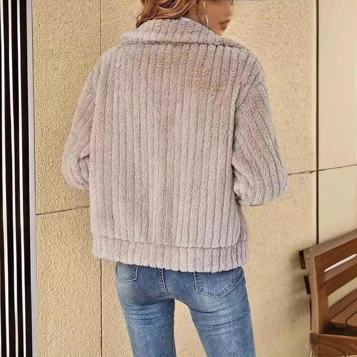 Damen kuschelige Fleecejacke mit modernem Strukturdesign Drune