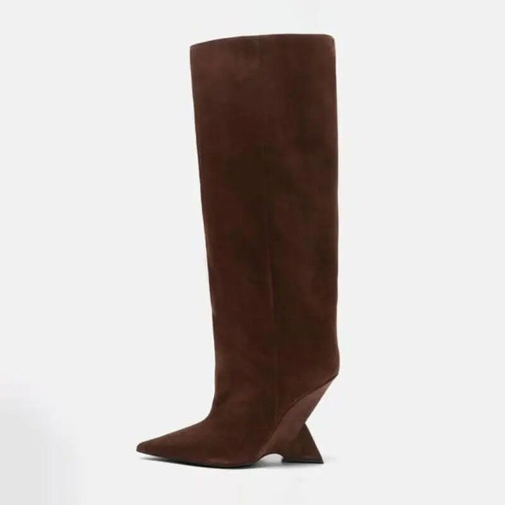 Damen kniehohe Stiletto-Stiefel mit skulpturellem Design Drune
