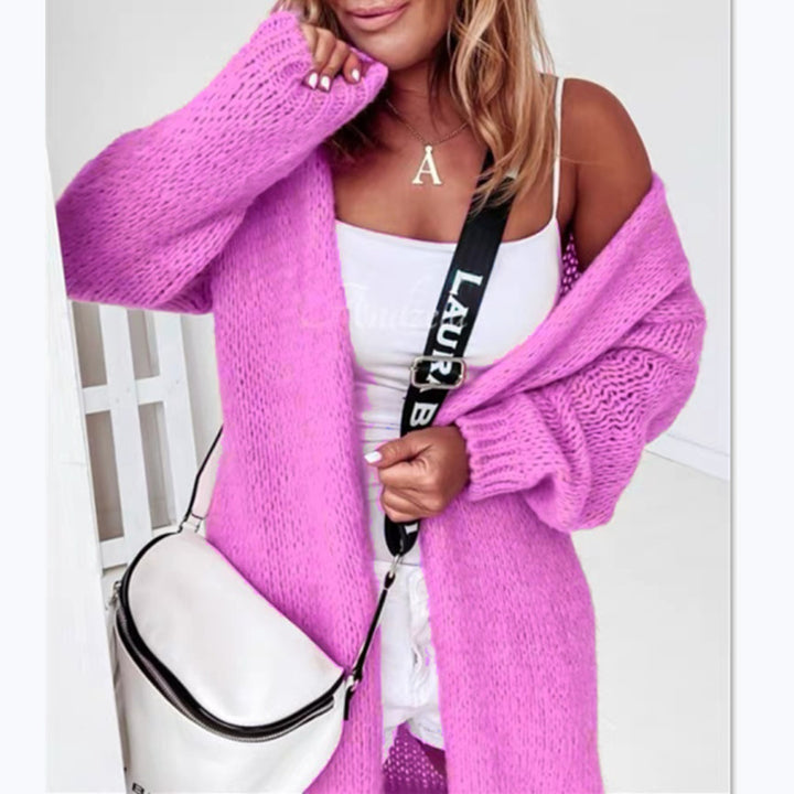 Damen Grobstrick Oversized Cardigan mit offener Vorderseite und weichen Ärmeln Drune