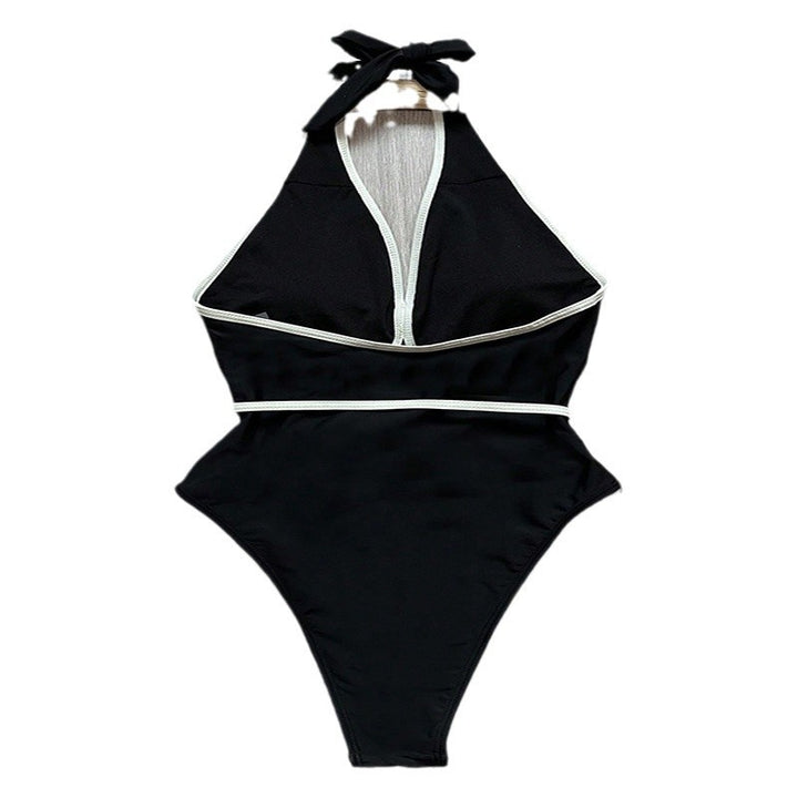 Damen Eleganter Hochgeschnittener Badeanzug mit floralen Akzenten Drune