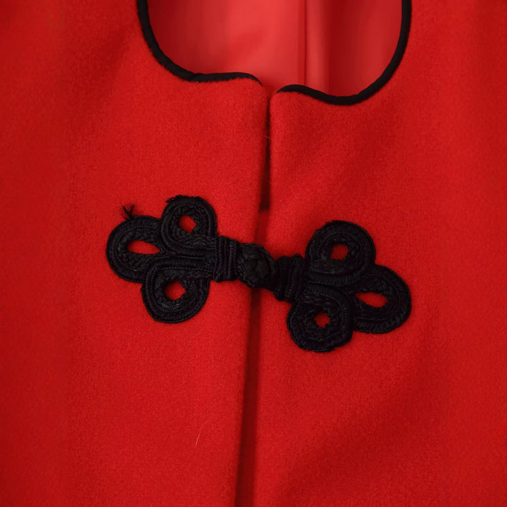 Damen Chinesisch-inspirierte Manteljacke mit Stehkragen und dekorativen Knotenverschlüssen Drune