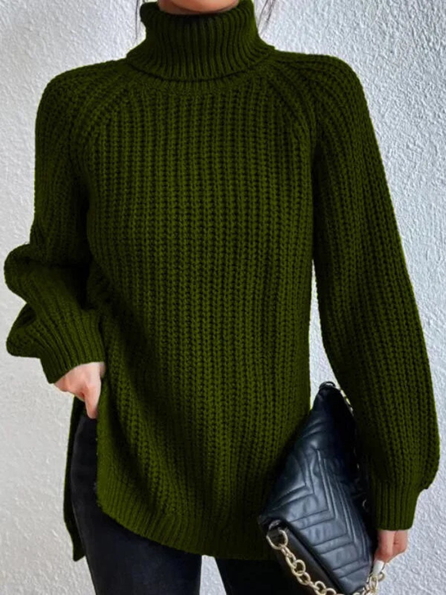 Damen Grobstrickpullover mit hohem Kragen und strukturiertem Muster Drune