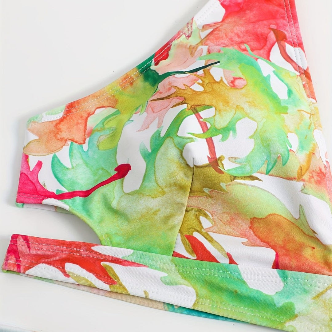 Damen Bikini-Set mit fließendem Rock und verspieltem Print Drune