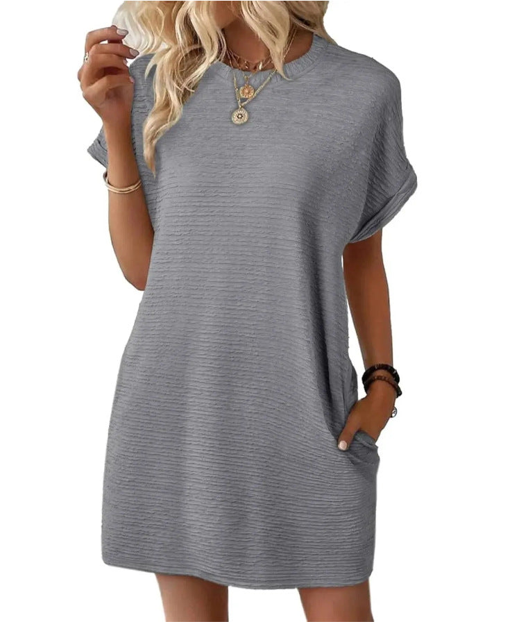 Damen lässiges V-Ausschnitt Kleid mit weitem Schnitt