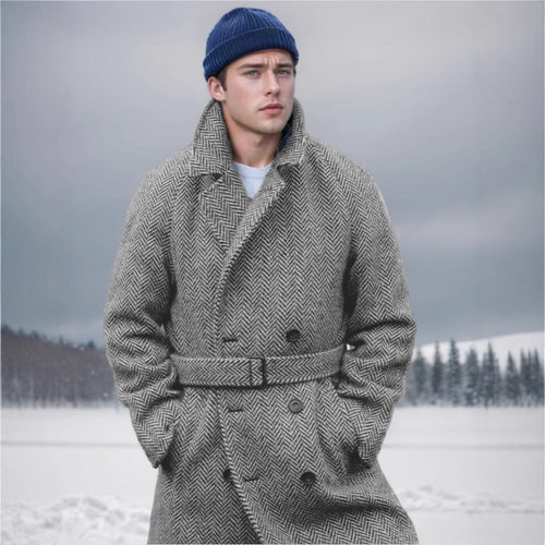 Herren eleganter und warmer Wollmantel Drune
