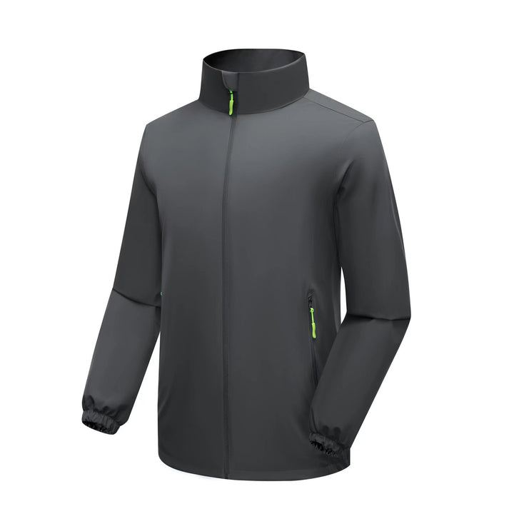 Herren Winddichte Softshelljacke mit hohem Stehkragen und Reißverschlusstaschen Drune