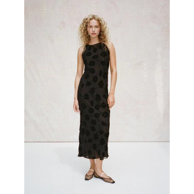 Damen Maxi-Kleid mit floralem Spitzenmuster und elegantem, schwingendem Saum Drune