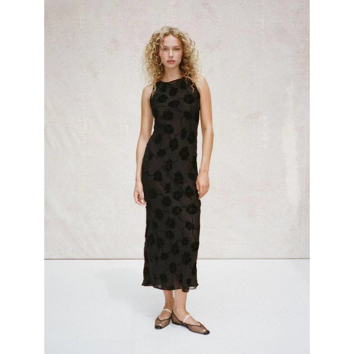 Damen Maxi-Kleid mit floralem Spitzenmuster und elegantem, schwingendem Saum Drune