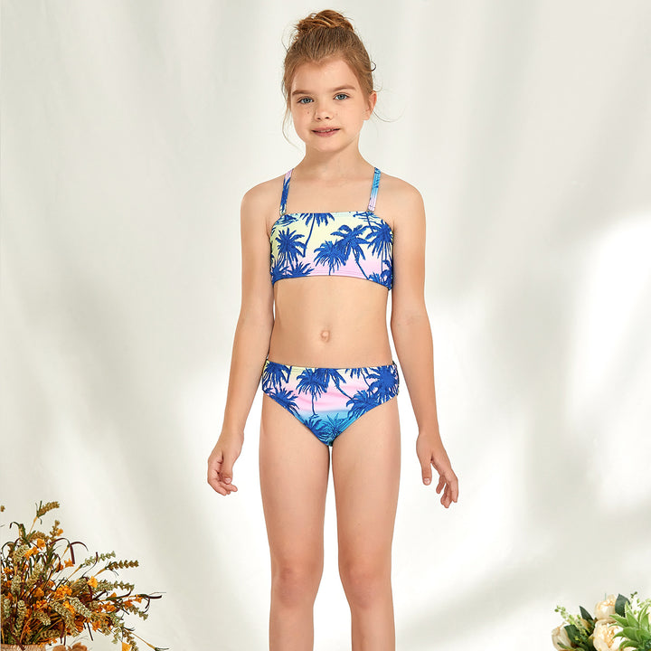 Mädchen Bikini-Set mit modischem Crop-Oberteil und hoch geschnittenen Shorts Drune
