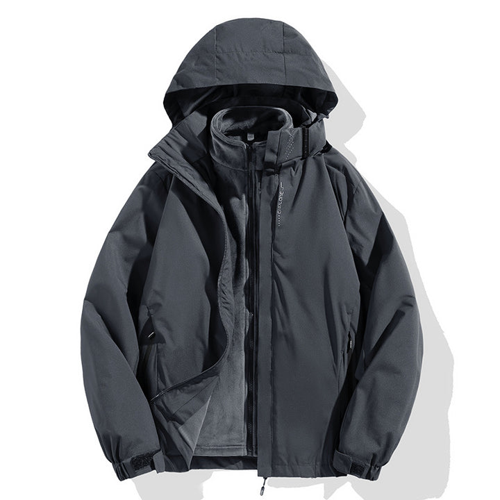 Herren zweiteilige Winterjacke mit abnehmbarer Fleece-Innenjacke wasserdicht winddicht Drune