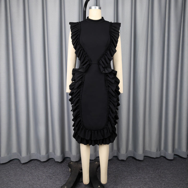Damen figurbetontes Kleid mit Rüschendetails Drune