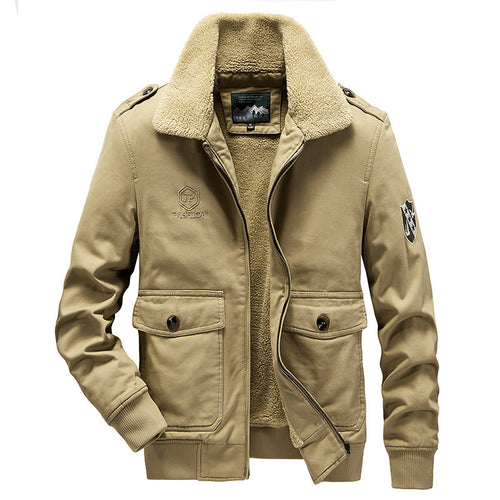 Herren Utility-Flightjacke aus Baumwollmix mit Teddykragen und aufgesetzten Pattentaschen Drune