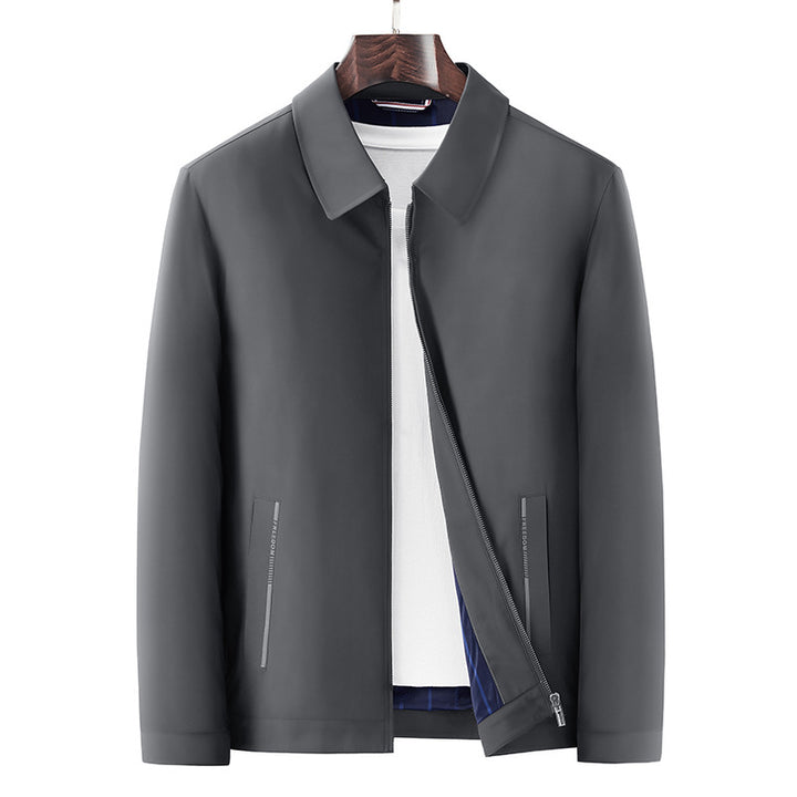 Herren Minimalistische leichte Übergangsjacke mit Hemdkragen, verdecktem Reißverschluss & seitlichen Reißverschlusstaschen Drune
