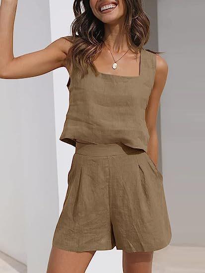 Damen Leichte Sommerbluse und Shorts Set Drune