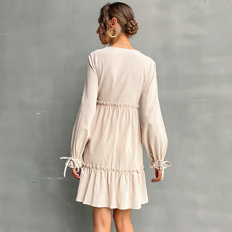 Damen Verspieltes Hemdblusenkleid mit Rüschendetails Drune