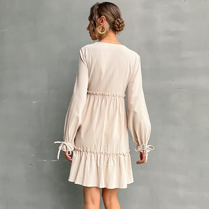 Damen Verspieltes Hemdblusenkleid mit Rüschendetails Drune