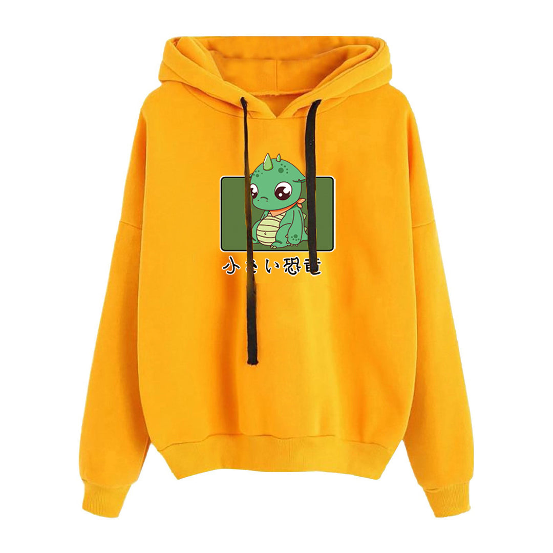 Damen nan kurz geschnittener Cropped-Kapuzenpullover mit niedlicher Frosch-Illustration und verstellbarer Kapuze Drune