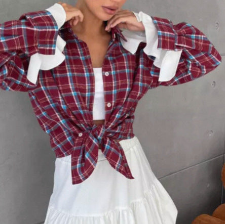 Damen Karomuster Hemdbluse Drune