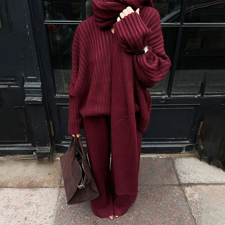 Damen Luxuriöses Strickensemble mit weitem Schnitt Drune