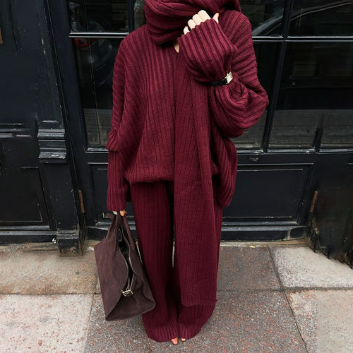 Damen Luxuriöses Strickensemble mit weitem Schnitt Drune