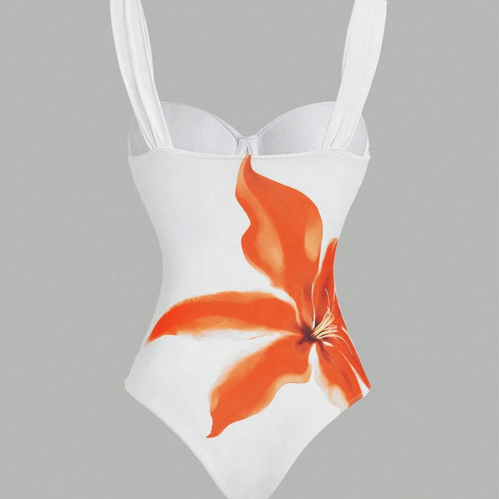 Damen Badeanzug mit elegantem floralem Design und passendem Wickelrock Drune