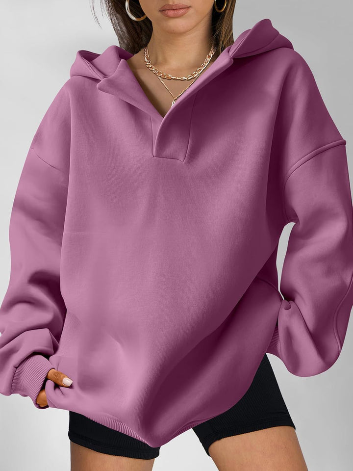 Damen Oversized Hoodie mit modernem Kragen und lässiger Passform Drune